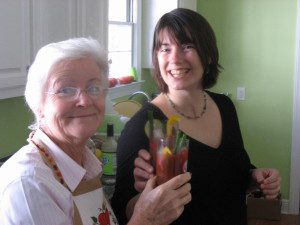 Theresa and her mother-in-law Janet enjoy some Thanksgiving morning Bloody Marys several years ago. Never fear—it will be exactly the same this year!