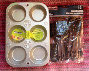 Muffin Pan and Paint Brushes
