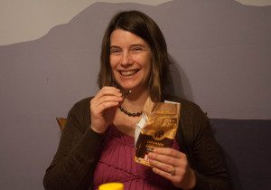 Me, satisfying my sweet tooth with a daily dose of chocolate. It's ok, it's organic!