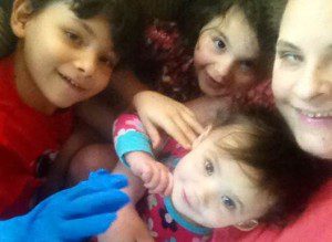 Groupie with the Kids (My son is really proud of that blue rubber glove.)