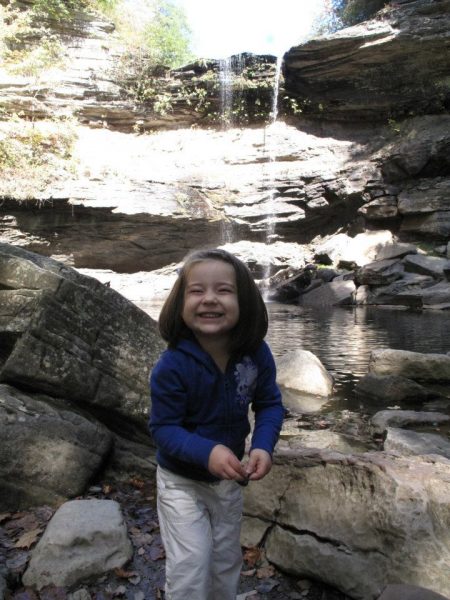 Greeter Falls during the fall. The falls usually flow faster in the summer, especially after a good rain.