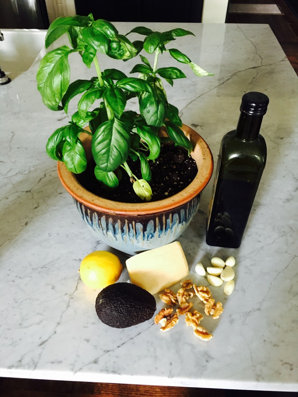 making of avocado pesto