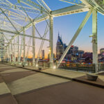 Nashville Skyline from John Seigenthaler Pedestrian Bridge at Dusk